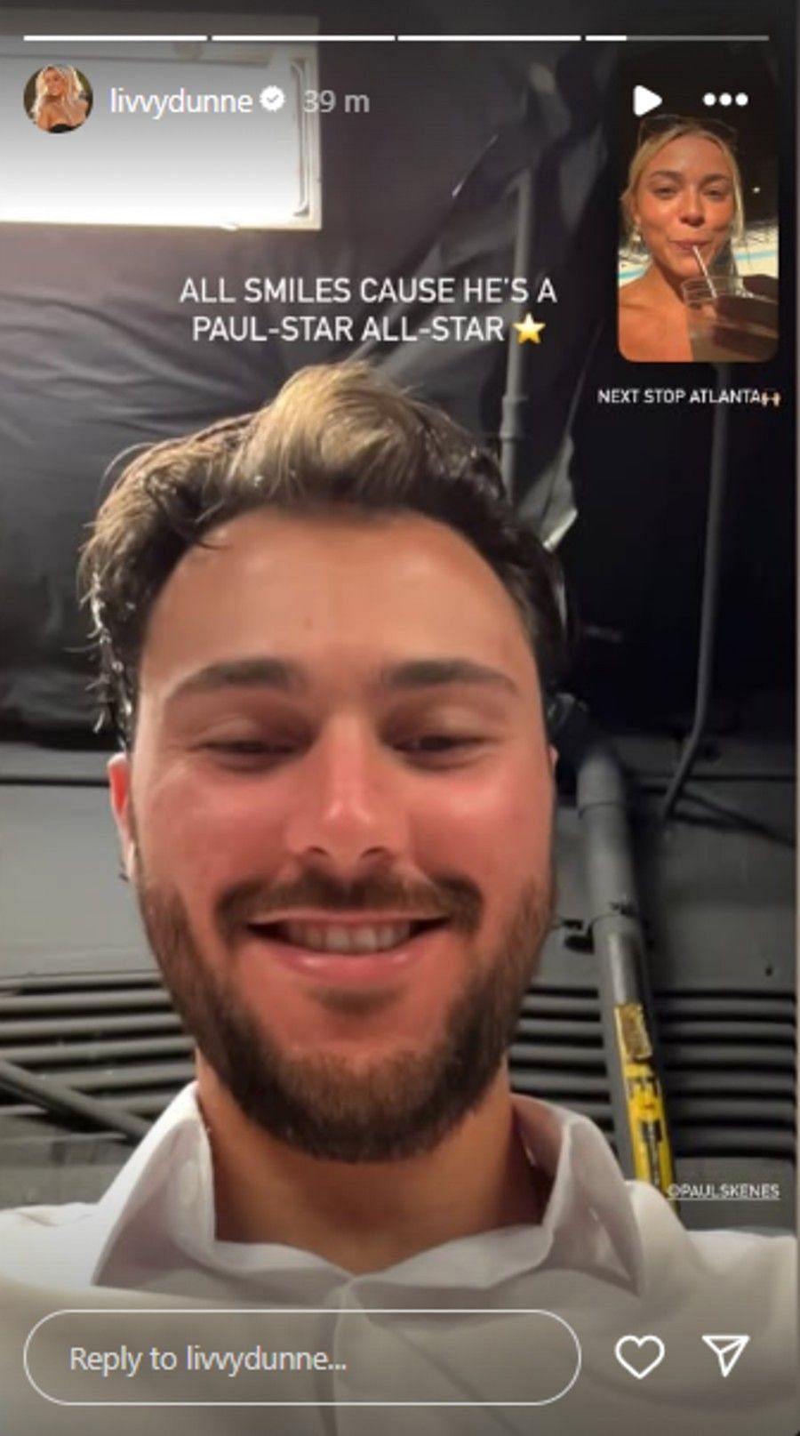 Screenshot of Dunne's Instagram story.